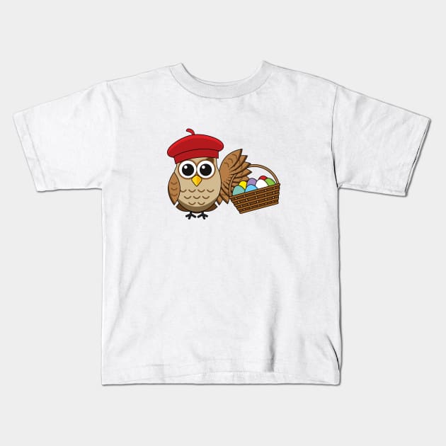 Funny Owl Easter Egg Hunt Kids T-Shirt by BirdAtWork